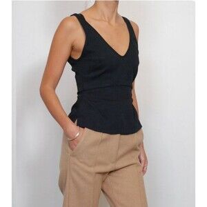Rachel Comey Black Prim Top Black Pebble Sleeveless Tank Size 8